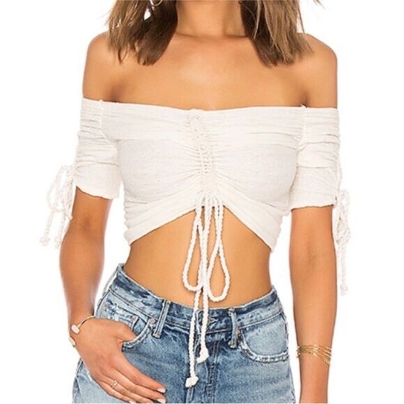 JEN’S PIRATE BOOTY | Off White Off-Shoulder Vesuvius Tie Boho Top Women’s Size S - Picture 1 of 8